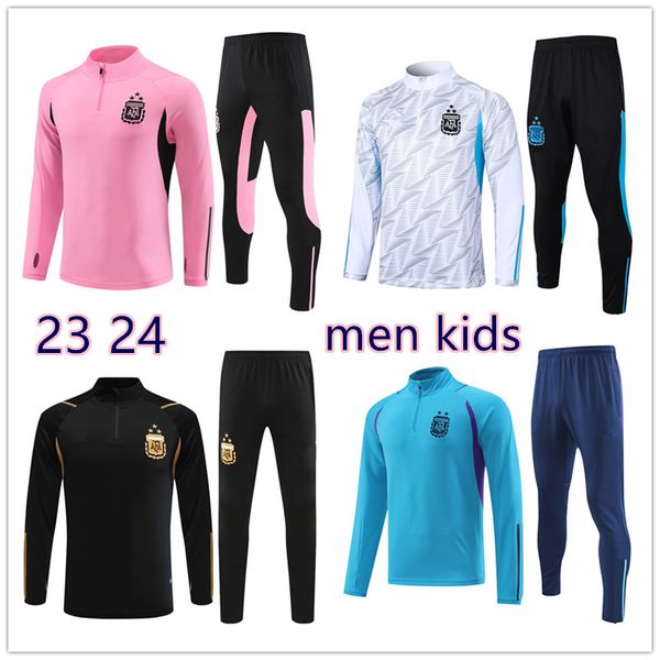 2023 2024 3 étoiles Argentine Survêtement Jersey de football Messis Training Suit Chemise de football Maradona di Maria 23 24 Hommes et enfants Survêtement Uniformes de football Ensemble