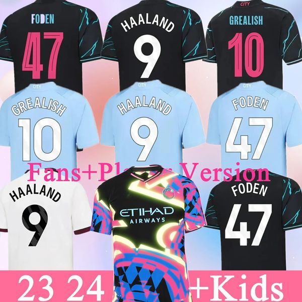 23 24 4to camisetas de fútbol HAALAND DE BRUYNE PHILLIPS MANS CIUDADES GREALISH FERRAN MAHREZ FODEN BERNARDO JOAO CANCELO Z RODRIGO Camiseta de fútbol Hombres Niños Kit Conjuntos