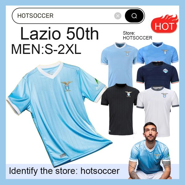 23 24 50 años Aniversario Jerseys de fútbol Lazio 50th 2024 Immobile Luis Bastos Sergej Badelj Lucas J.Correa Zaccagni Marusic Men Camisa de fútbol Hotsoccer