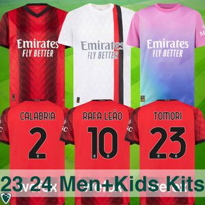 23 24 AC Club Rossoneri Soccer Jerseys -Calabria, Rafa Leao, Tomori Editions.premium voor fans - Home, Away, Third Kits, Kids 'Collection. Verschillende maten Aanpassingsnaam, num