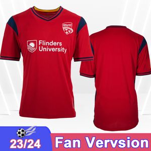 23 24 Adélaïde United Mens Soccer Jerseys Clough Isaias Warland Ansell Kitto Hiroshi Barr Home Shirts de football rouge Uniformes à manches courtes