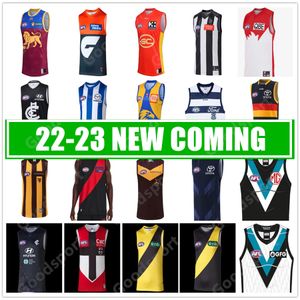 23 24 AFL port Adelaide crows maillot Karnten Essendon Bombers St Kilda Brisbane Lions Fremantle Dockers débardeur Gold Coast Suns Hawthorn Hawks gilet règles chemise géante