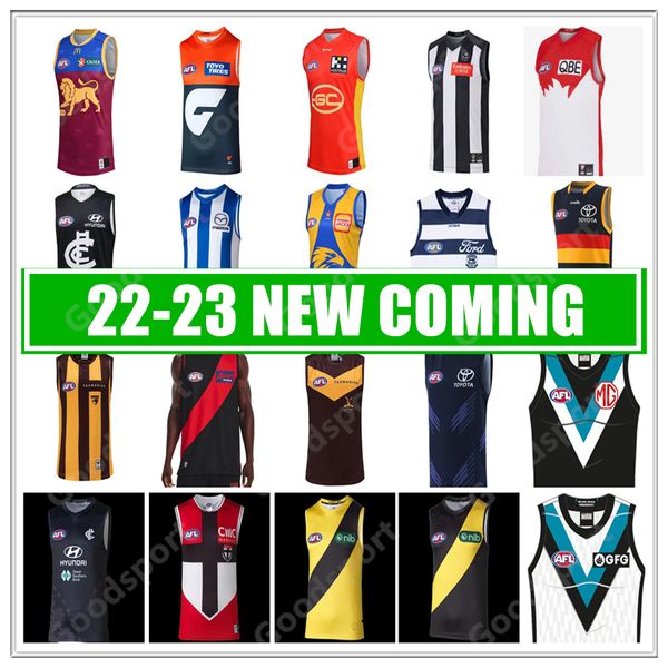 23 24 AFL Port Adelaide Crows Karnten Jersey Essendon Bombers St Kilda Brisbane Fremantle Dockers Débardeur Gold Coast Hawthorn Vest Rules Chemise