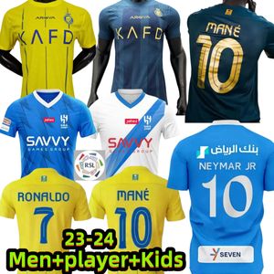 23 24 Al Nassr FC Ronaldo voetbalshirts Al Hilal Saoedi-uniform Home geel CR7 jongens voetbalshirt NEYMAR JR 2023 2024 Saoedi-Arabië Heren Kinderen Fans Spelerversie jersey