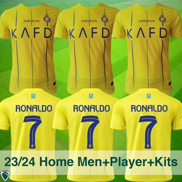 23 24 Al Nassr FC Voetbal Thuisshirts Ronaldo CR7 Gonzalo Martinez Talisca Ghislain Konan Vincent Aboubakar heren Speler Kindertenues Voetbalshirt Al-Nassr FC