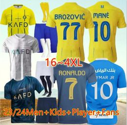 23 24 Al Nassr FC Soccer Jerseys Ronaldo Ghareeb 2023 2024 Accueil jaune loin CR7 Gonzalo Mane TALISCA Talisca femmes version joueur hommes enfants kit Football Shiirt Al-Nassr