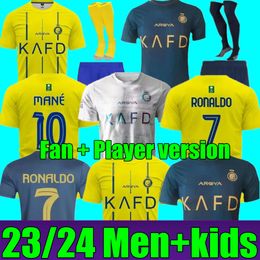 23 24 Maglie da calcio Al Nassr FC Ronaldo Home giallo via CR7 Gonzalo Martinez Talisca Ghislain Konan Vincent Aboubakar maglia da calcio uomo Al-Nassr FC