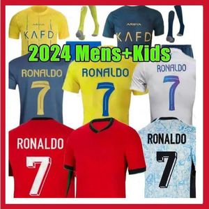23/24 Al Nassr FC Soccer Jerseys Ronaldo Mane Brozovic 2023 2024 Home Away Cr7 Kids Kit Martinez Talisca Ghislain Konan Otavio Vincent Aboubakar Men Football Shirt