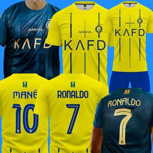 23 24 Al Nassr FC Jerseys de fútbol Ronaldo 2023 2024 Home Amarillo Away Cr7 Gonzalo Mane Martinez Talisca Mujeres Fans Versión de jugadores Men Kits Kit de fútbol Fútbol Al-Nassr