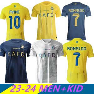 23 24 Al Nassr FC camisetas de fútbol Ronaldo 2023 2024 Hogar amarillo lejos CR7 Gonzalo Mane Martinez Talisca mujeres FANS jugador versión hombres niños kit Fútbol shiirt Al-Nassr
