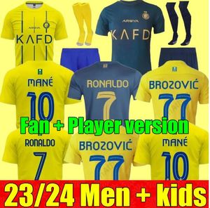 23 24 Al Nassr FC voetbalshirts Ronaldo 2023 2024 Home geel uit CR7 Gonzalo Mane Martinez Talisca heren FANS versie heren kindertenue Voetbalshirt Al-Nassr