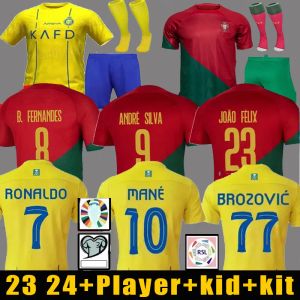 Livraison gratuite 23 24 Maillots de football RoNalDo Accueil Jaune Maillots portugais JOAO FELIX RUBEN NEVES BRUNO DIOGO PORTUGIESER T-shirt de football Team Men Kids Kit