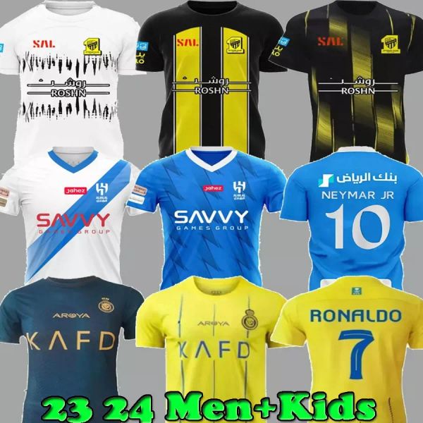 23 24 Al Nassr FC Soccer Jerseys Ronaldo Mane 2023 Neymar Jr Ruben Chemises 2024 Benzema Kante Fabinho Chemise Joueur Fans Hommes Enfants Kits Uniforme