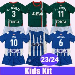 23 24 Alaves Kit para niños Camisetas de fútbol L. RIOJA R. DUARTE A. SOLA BLANCO KARRIKABURU HAGI MARAS GOROSABEL A. SEDLAR Camisetas de fútbol visitante
