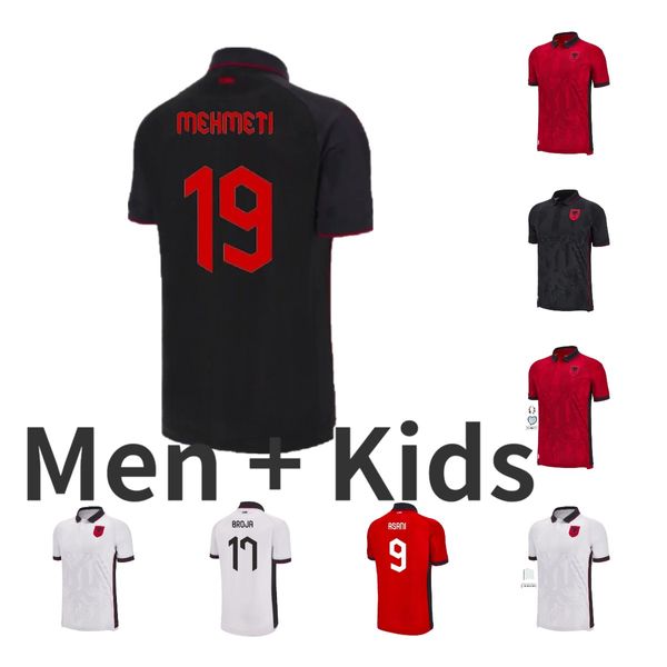 23 24 Equipo nacional de Albania Men Uzuni Jerseys de fútbol Hysaj Lenjani Camisetas de Futbol Abrashi Ramadani Casa roja Red White 3rd Black Veseli Abrashi Fútbol Camisetas