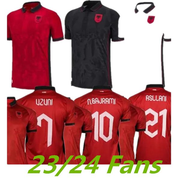 23 24 Equipo nacional de Albania UZUNI Camisetas de fútbol para hombre HYSAJ LENJANI ABRASHI RAMADANI Hogar Rojo Visitante Blanco Tercera camiseta de fútbol negra 999