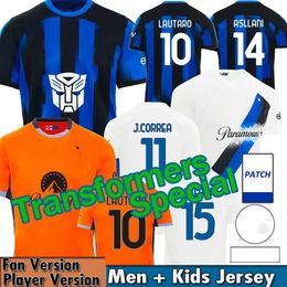23 24 Alexis Transformers Especial Maglia Inters Jerseys de fútbol Kit para niños Maglie S 2023 2024 Camisa de fútbol Versión del jugador Lautaro Sanchez Calhanoglu Barella