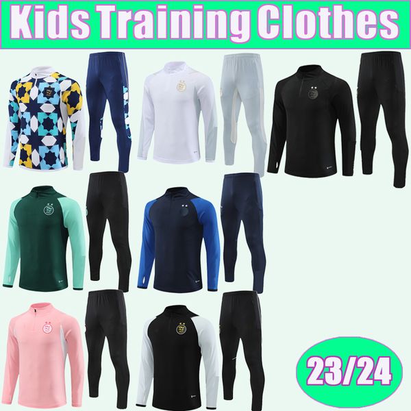 23 24 Algeria Kid Kit Training Training Wear Soccer Jerseys Mahrez Feghouli Slimani Bennacer Atal Half Zip Tracksuit Football Shirts