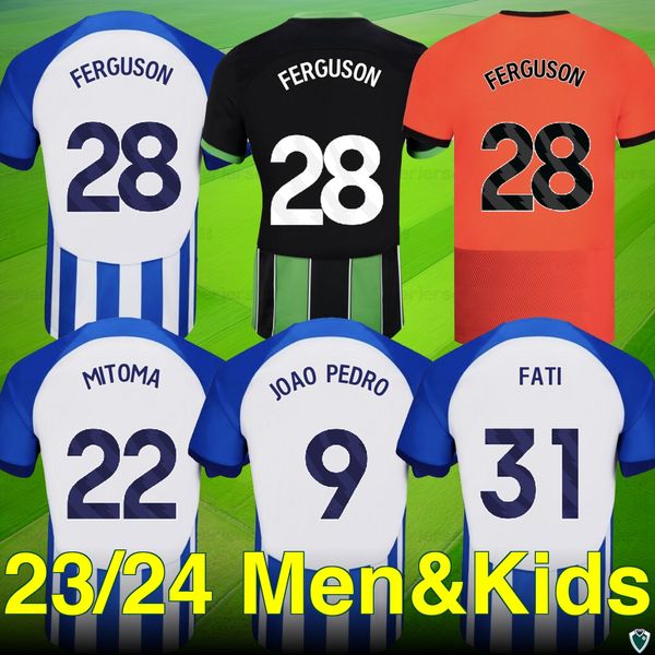 23 24 Maillots de football du stade American Express-FERGUSON, MITOMA, JOAO PEDRO, FATI Editions.Premium pour les fans - Domicile, Extérieur, Troisième.Nom, numéro de personnalisation de différentes tailles