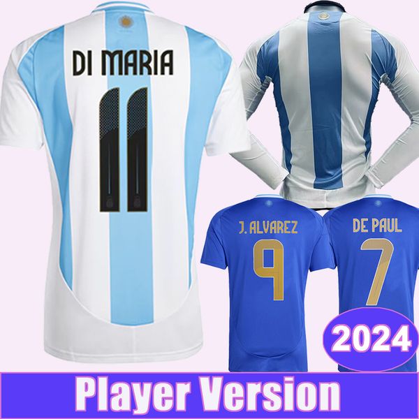 2024 Argentine Maillots de football pour hommes Équipe nationale DI MARIA MARTINEZ ROMERO DE PAUL MAC ALLISTER J.ALVAREZ TAGLIAFICO Maillots de football à domicile