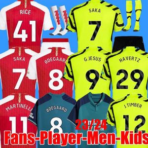 23 24 Shirt de football Saka de football Arsen G. Jesus Odegaard Rice Havertz Gunners Martinelli Smith Rowe Thomas Nketiah Zinchenko Trossard Men Kids sets