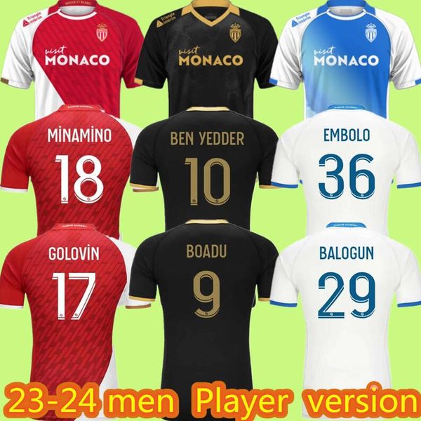 23 24 AS Monaco Home Away Ben Yedder Soccer Jerseys Minamino Boadu Golovin 2023 2024 Maillot de Foot Balogun Embolo Floage Men Kids Fofana Football Shirt Akliouche