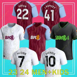 23 24 Aston Villas Soccer Jerseys Martinez McGinn Camisetas Mings Buendia Watkins Maillot Black Goal Garden 2024 Football Shirt Away Third Kids Kit