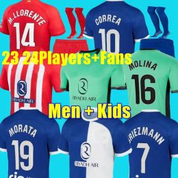 23 24 ATLETICO MADRIDS 120th Anniversary Soccer Jerseys 2024 Home Away M. Llorente Correa Camiseta Memphis Griezmann R. Carrasco De Paul Men Football Shirts