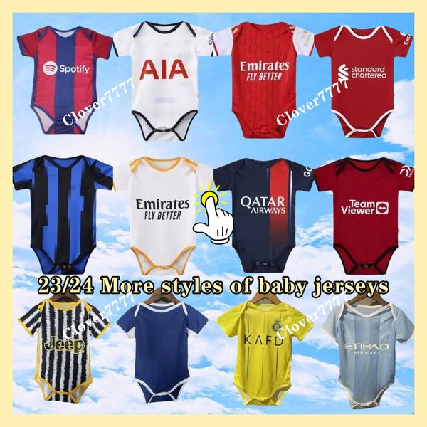 23 24 Maillot de football pour bébé Maillots de football pour enfants 2023 2024 MESSIS domicile NEYMARS football maillot de football bébé football RONALDOS survêtement bébé MBAPPE loin 3dr prendre