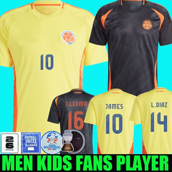 2024 25 Colombie Soccer Jerseys Copa America 24 25 FALCAO JAMES Chemise de football à domicile CUADRADO Équipe nationale hommes enfants kit Camiseta de futbol maillot S-2XL uniforme