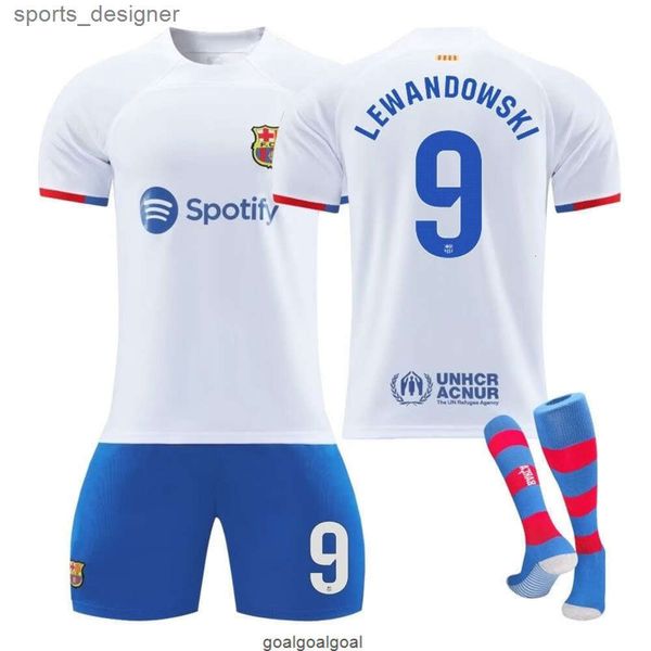 23-24 Barcelone match à l'extérieur numéro 9 Lewandowski numéro 8 Pedri maillot de football à séchage rapide ensemble''gg''CFHG