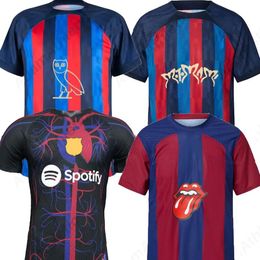 23 24 Barcelonas Rolling Stone Limited Jersey 2023 2024 Barça Patta camiseta especial Rosalia Motomami camiseta OVO LEWANDOWSKI PEDRI GAVI JOAO FELIX Camiseta de fútbol masculina
