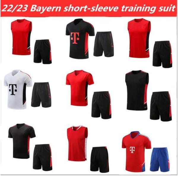 23 24 Bayern Kit de survêtement pour adultes à manches courtes Maillots de football Surveytement 2023/2024 Sane Gnabry Muller Kimmich Football Homme Gilet sans manches Ensemble de costume d'entraînement