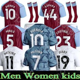 23 24 Jerseys de fútbol Kit para niños Inicio 2023 2024 Aston Villas Camiseta de fútbol Entrenamiento Away Fans Versión del jugador Camisetas MINGS McGINN BUENDIA WATKINS Maillot Foot