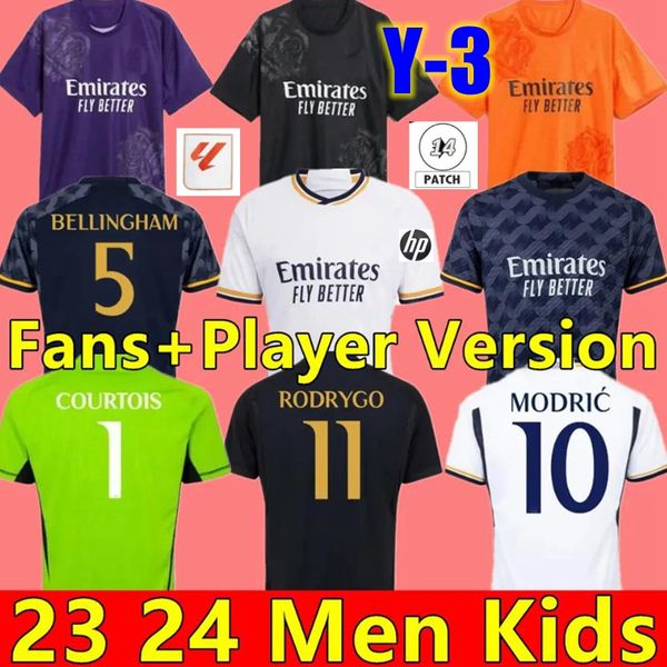 23 24 Jerseys de fútbol de Bellingham Real madrids Vini Jr Camisa de fútbol Camiseta Camavinga Rodrygo Rudiger Modric Kroos Tchouameni Valverde Hombres Camisa de niños Uniformes