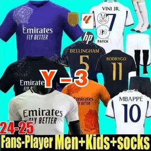 24 25 Jerseys de fútbol de Bellingham Vini Jr Modric Mbappe Camisa de fútbol Rodrygo Camaviava Real Madrids Arda Guler Avistar a los fanáticos Versión del tercer 3 ° Hombres Niños Niños