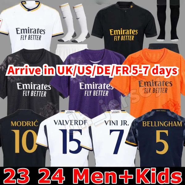 23 24 Bellingham Vini Jr Soccer Jerseys Kroos Tchouameni 2023 2024 Kirt de football Real Madrids Camavinga Rodrygo Modric Valverde Camisetas Men