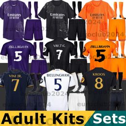 23 24 Bellingham Vini JR Y-3 Jerseys de fútbol Kroos Tchouameni 2023 2024 Shorts Shorts Camisa de fútbol Real Madrids Purple Rodrygo Modric Valverde Camisetas Sets