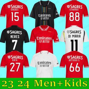 23 24 Benficas Soccer Jerseys Di Maria Darwin Chiquinho Rafa Sefeqovic Otamendi G.Ramos 2023 2024 Men de maison Kit Kit Football Shirt Grimaldo J.Weigl J.Mario