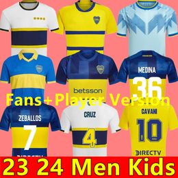 23 24 Boca Juniors Cavani Soccer Jerseys Janson Zeballos 2023 2024 Benedetto Maradona Medina Varela Janson Tevez à la maison Troisième chemise de football blanc spécial Men Kit Kit Kit