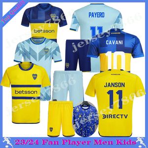 23/24 Boca Juniors CAVANI Voetbalshirts 2023 Thuis MARADONA BULLAUDE ZEBALLOS FERNANDEZ Shirts Benedetto JANSON BARCO VILLA TABORDA Heren kindervoetbal Uniform