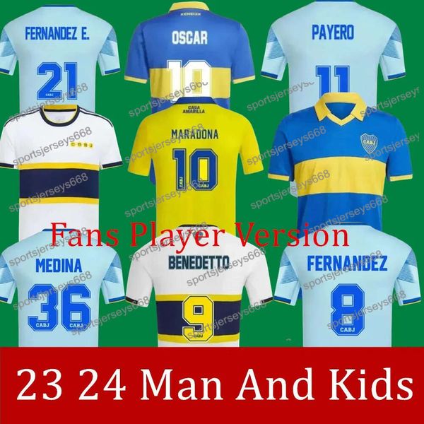 23 24 Boca Juniors Soccer Jerseys 2023 2024 Chemises de football Hommes Enfants Kit CAVANI JANSON MEDINA VILLA FERNANDEZ BENEDETTO ZEBALLOS _Jersey