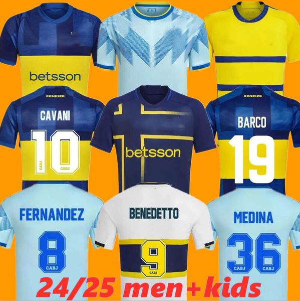 2023 2024 2025 Boca Juniors Soccer Jerseys Special 24 25 Cavani Janson Medina Villa Fernandez Benedetto Maradona Zeballos Blonde Barco Football Shirts Men Kid Kit Kit