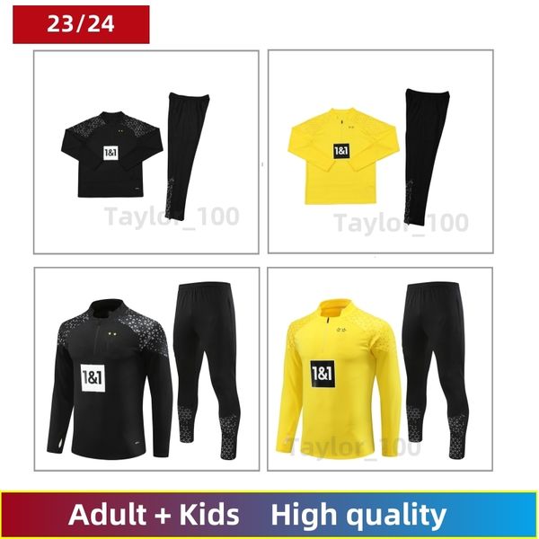 23-24 Borussia Dortmund Adultes et enfants Club de football de première division allemande Vêtements d'entraînement de football à moitié pull Survêtement de jogging Costume décontracté