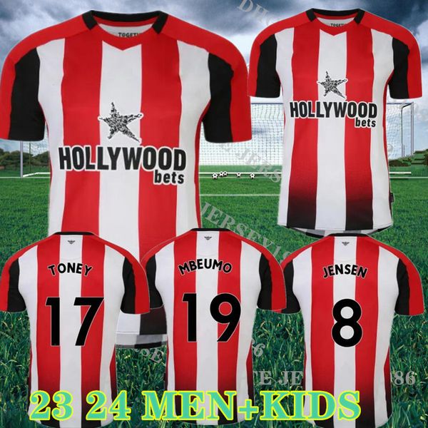 23 24 Brentfords FC Home Soccer Jerseys 2023 2024 Adulte Toney Mbeumo Henry Second Football Shirts Men Kids Kit 999