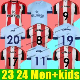 23 24 Brentfords Home Soccer Jerseys 2023 2024 Away HICKEY HENRY JENSEN SCHADE TONEY DASIA NORGAARD MBEUMO JANELT Camisetas de fútbol Hombres Niños _Jersey