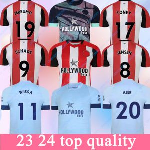 23 24 Brentfords Home Soccer Jerseys 2023 2024 Away Hickey Henry Jensen Schade Toney Dasia Norgaard MBEUMO JANELT FOOTBALT Shirts Men Kid Kit Kit