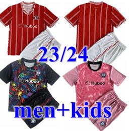 23 24 Camisetas de fútbol de la ciudad de Bristol FC PATERSON WELLS SEMENYO MARTIN WEIMANN Inicio Camisetas de fútbol rojas MAWSON KALAS MASSENGO Visitante Hombres negros niños Kits Uniformes