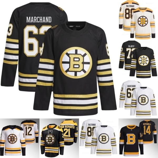 23-24 Maillot du 100e centenaire des Bruins Milan Lucic Patrice Bergeron David Krejci Brad Marchand Hampus Lindholm Jake DeBrusk Nick Foligno Taylor Hall Maillots de hockey