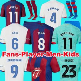 23 24 Camisetas de Football Soccer Jerseys Mensy Jersey Pedri Lewandowski Gavi FC Balde Ferran Raphinha DEST FOOTBOOLD KPT Men Kit Kids Equipments Football Jersey